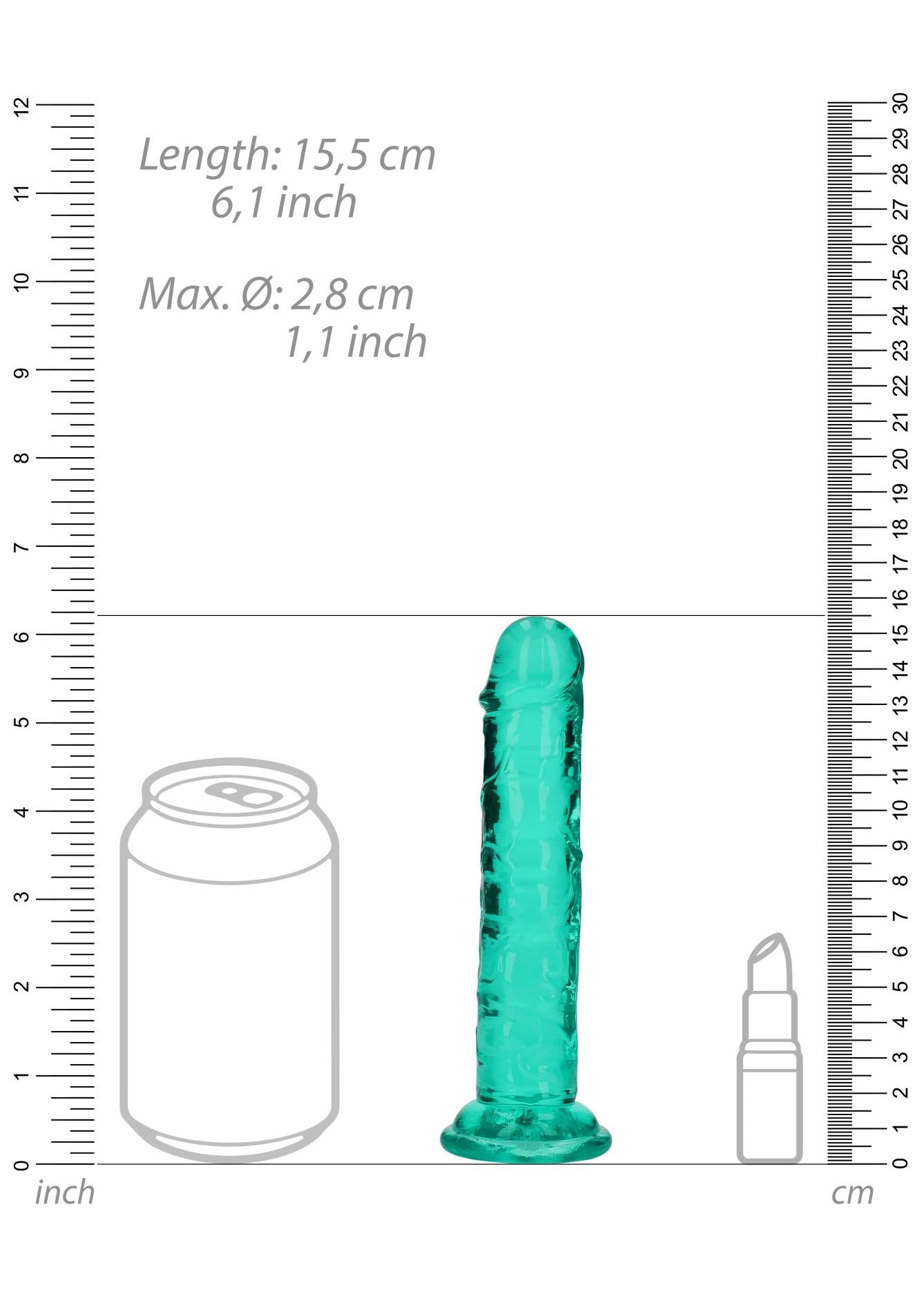 Dildo realist cu gel și ventuză, transparent, RealRock, 14,5 cm