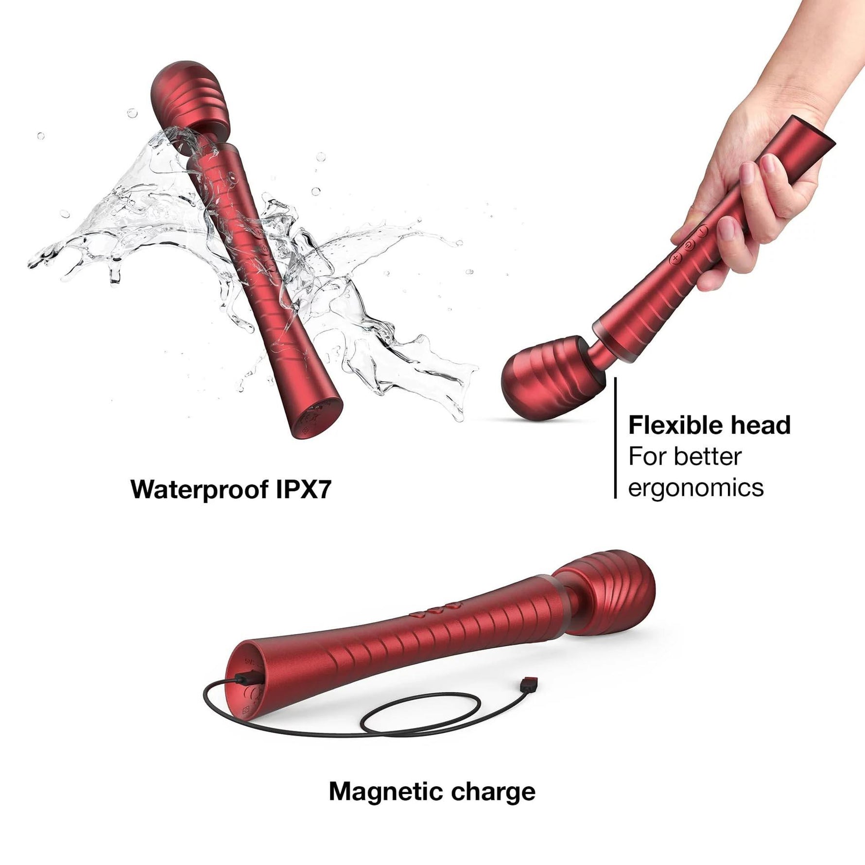 Man.wand Edgy Vibrator Masaj Silicon Roșu 30 cm