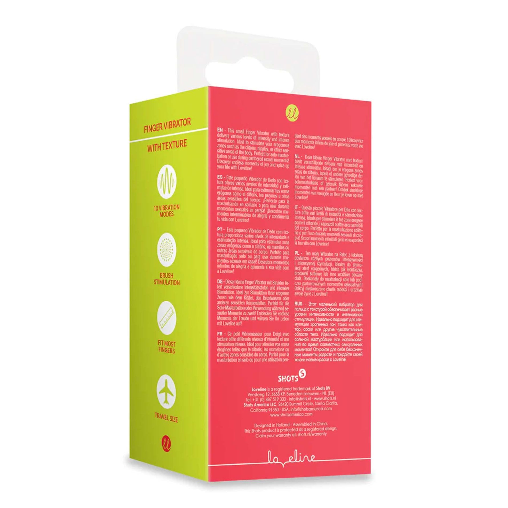 Vibrator mini texturat pentru deget Loveline, roșu, 12 cm