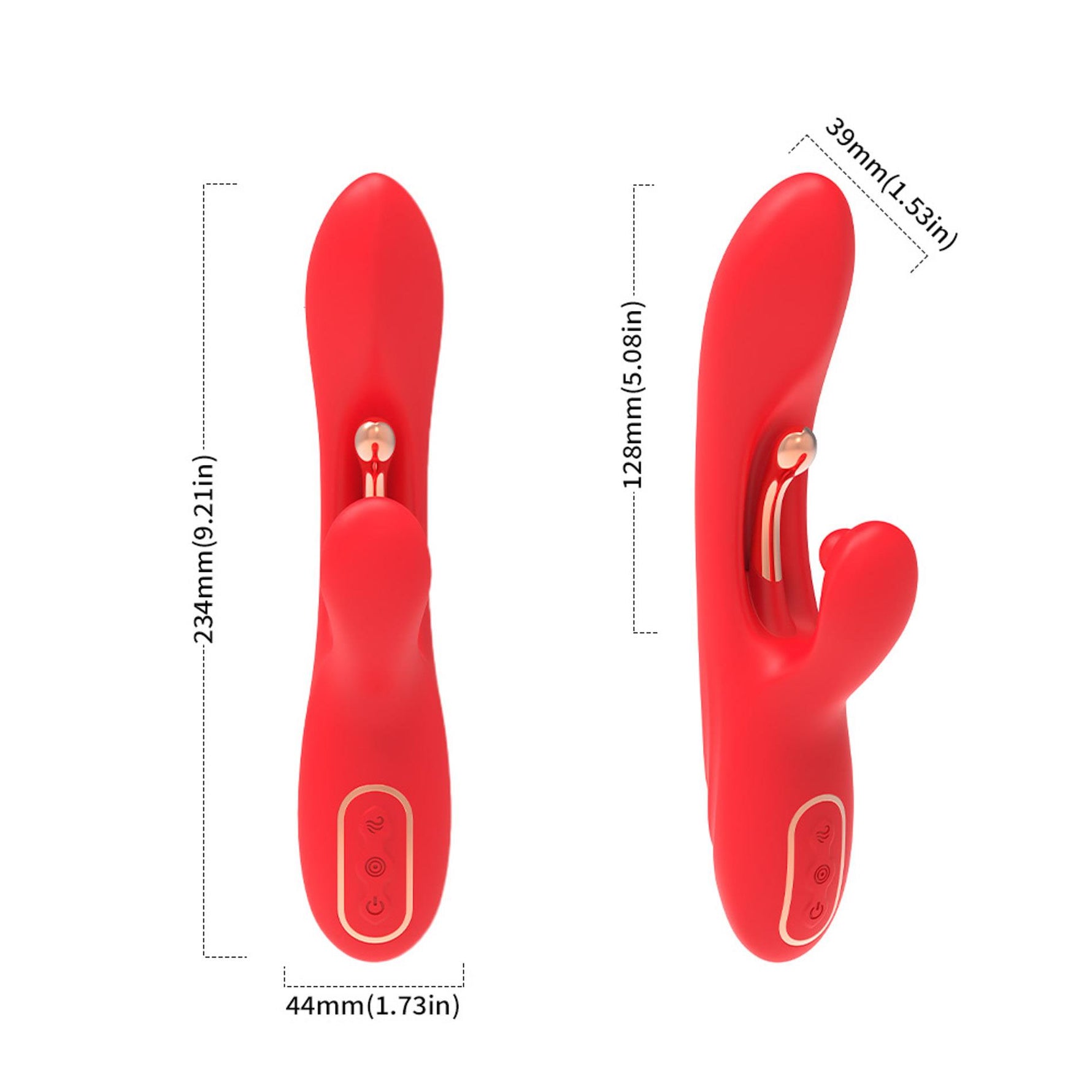 Vibrator Nirvana Iepuraș Roșu cu Trei Puncte din Silicon, USB, 22 cm