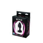 Plug anal din silicon Fantasy Heart negru cu cristal 7 cm
