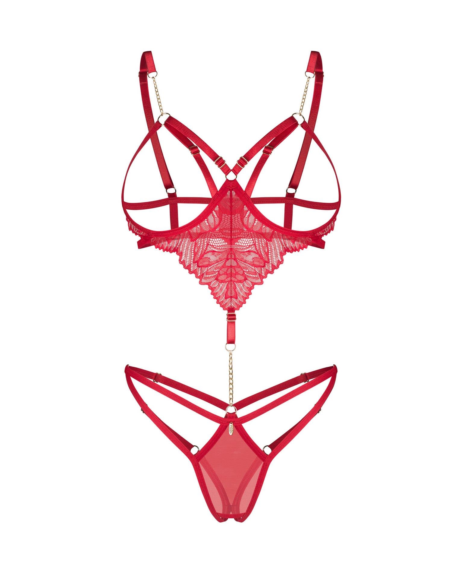 Body deschis Matildea roșu Obsessive L/XL