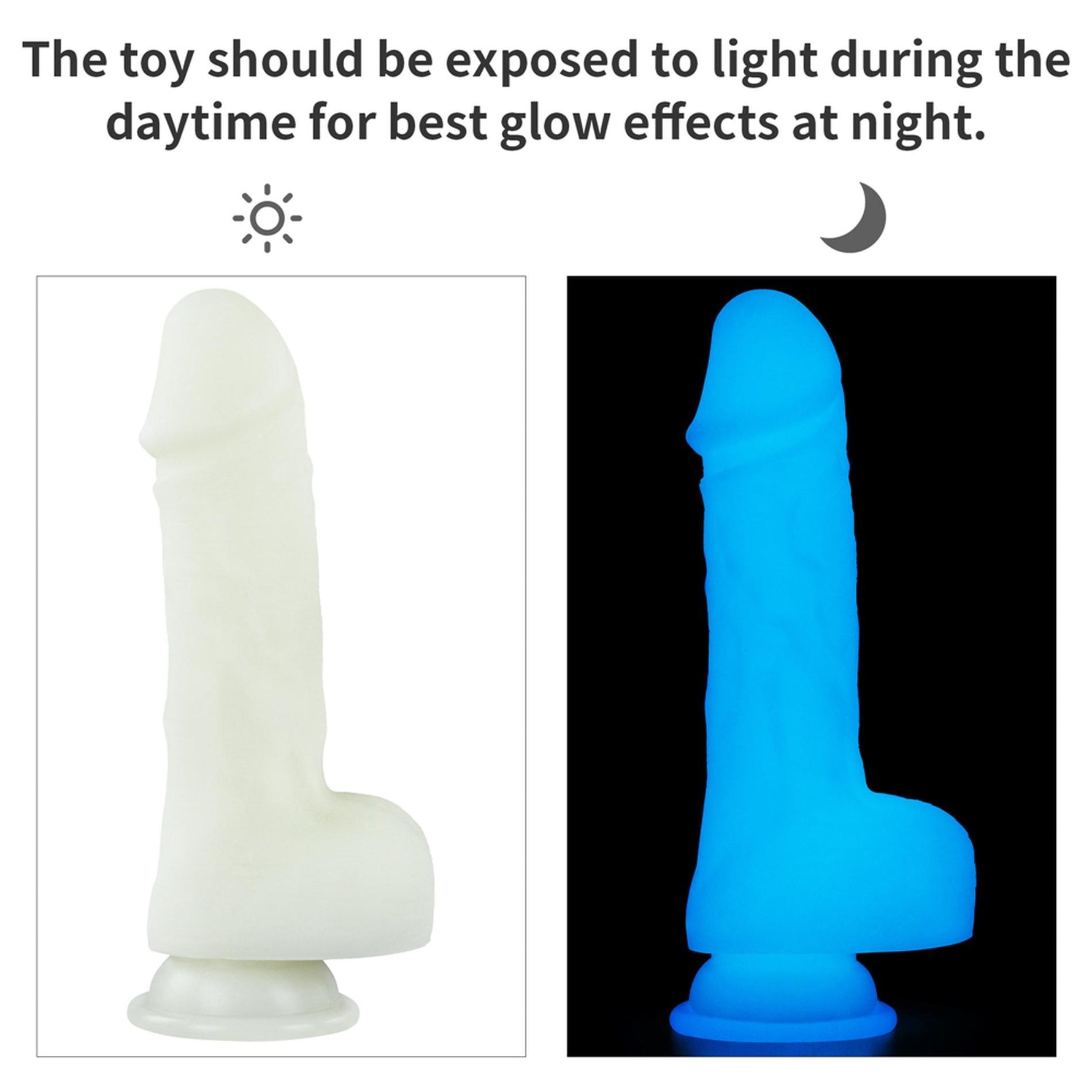 Dildo din silicon Lovetoy Lumino Play, care strălucește în întuneric, 19 cm