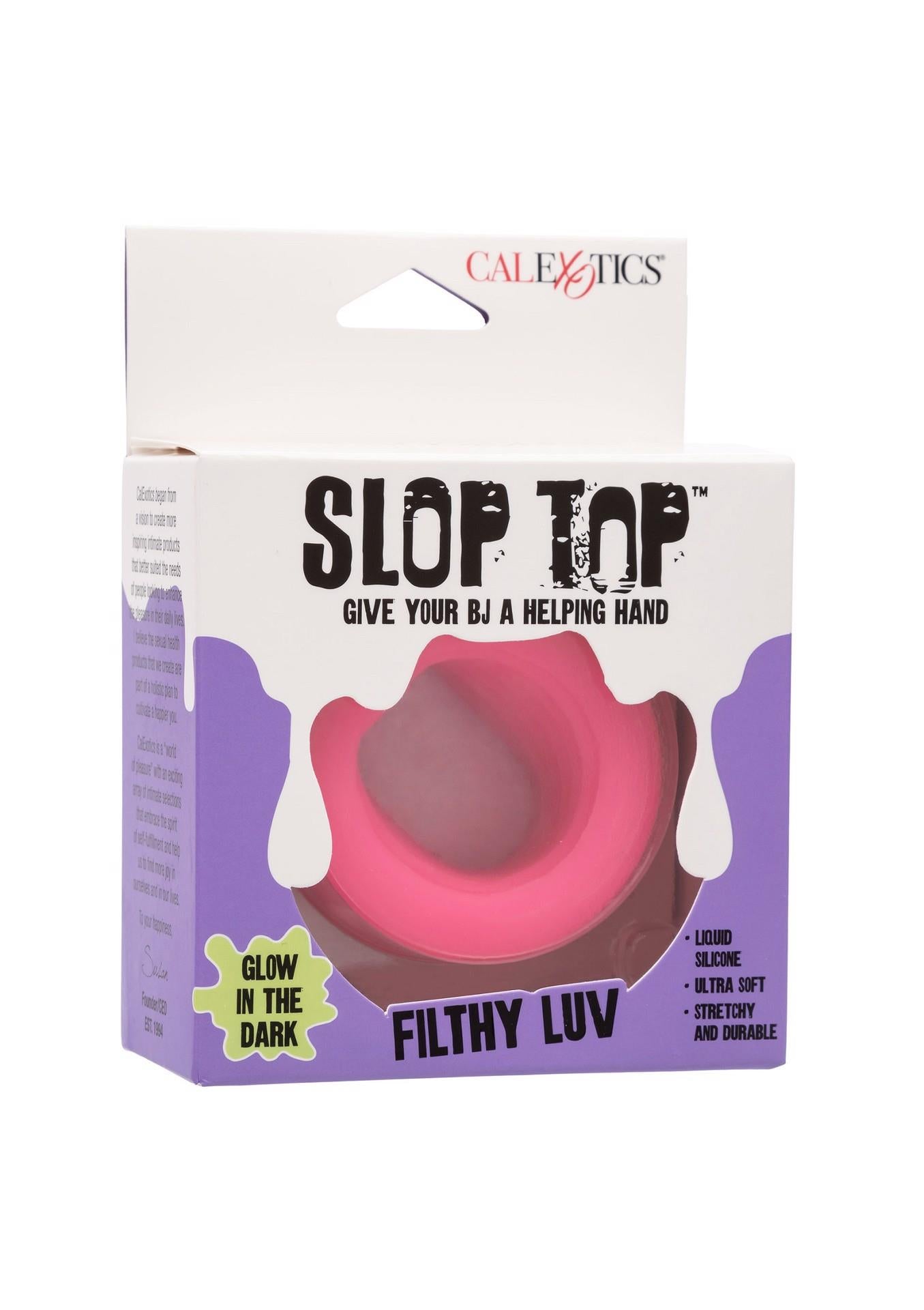 Inel pentru penis din silicon Calexotics Slop Top Filthy Luv, roz