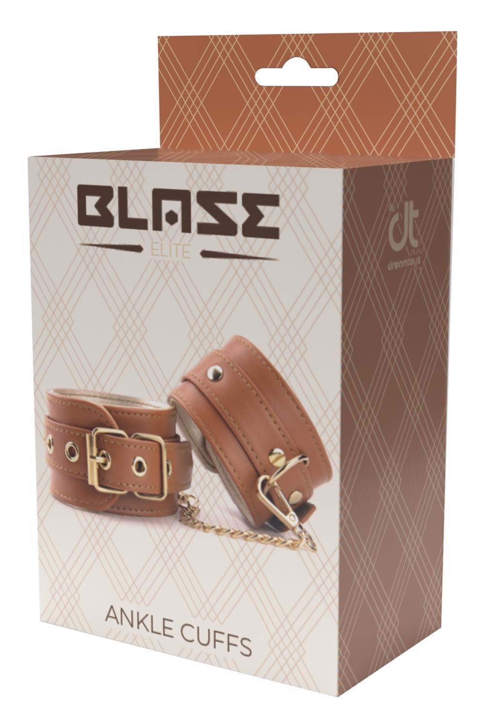 Manșete de gleznă Blaze Elite din piele PU, culoare coniac