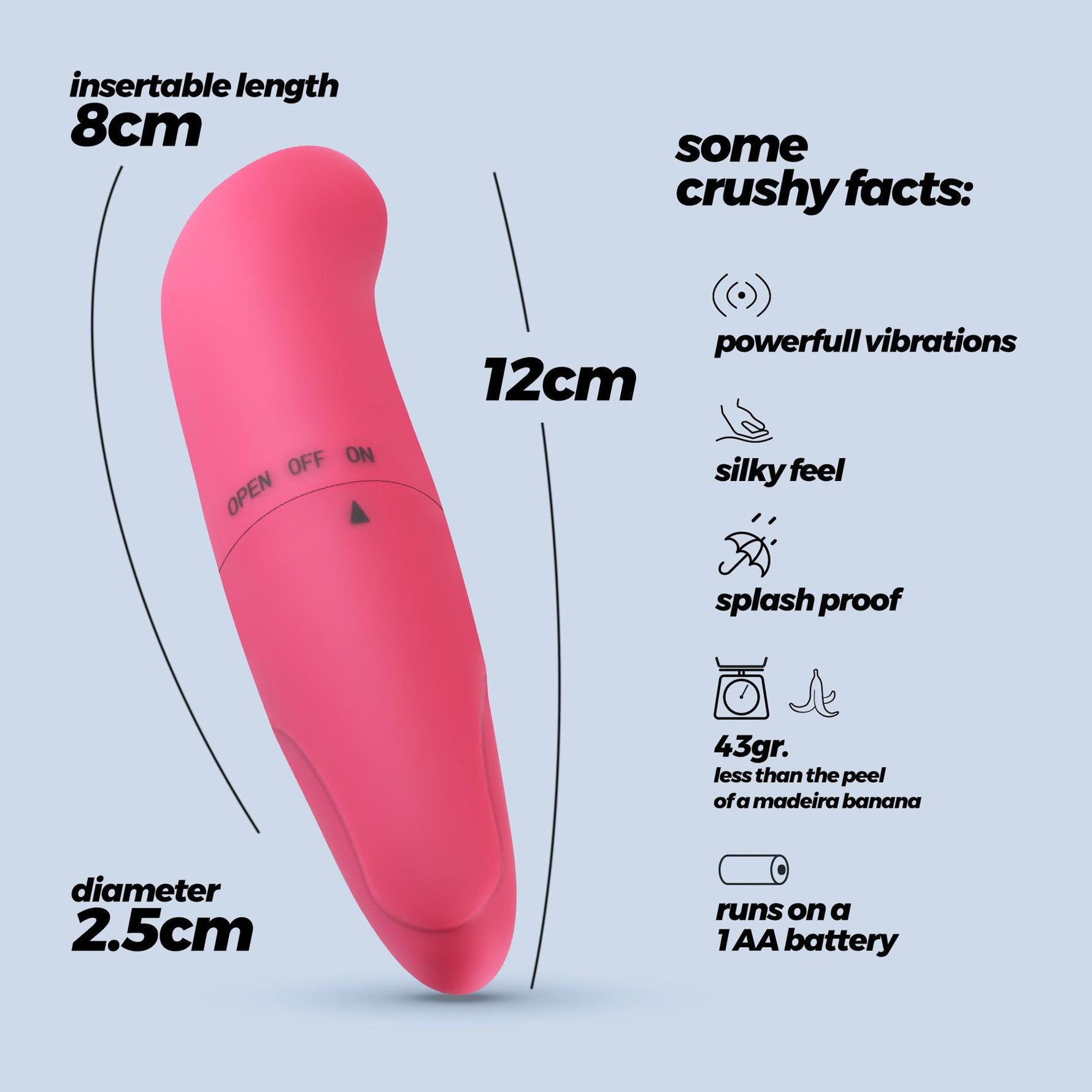 Vibrator Crushious G Finder Mini roz pentru punctul G, 8 cm