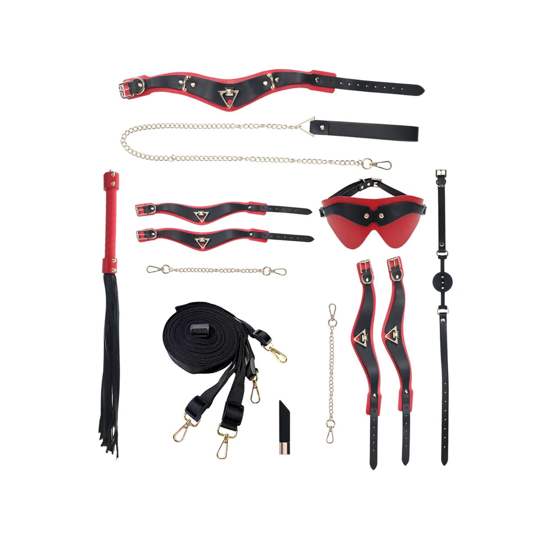 Set BDSM Milan Collection Ouch! cu geantă, negru și roșu