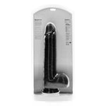 Dildo realist RealRock cu scrot, negru, 35,5 cm