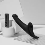 Dildo vibrant cu strap on me pentru orgasm multiplu, M, negru