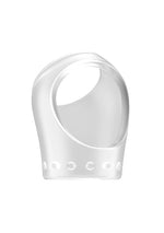 Inel pentru penis Sono No.45 cu curea pentru testicule, TPE transparent