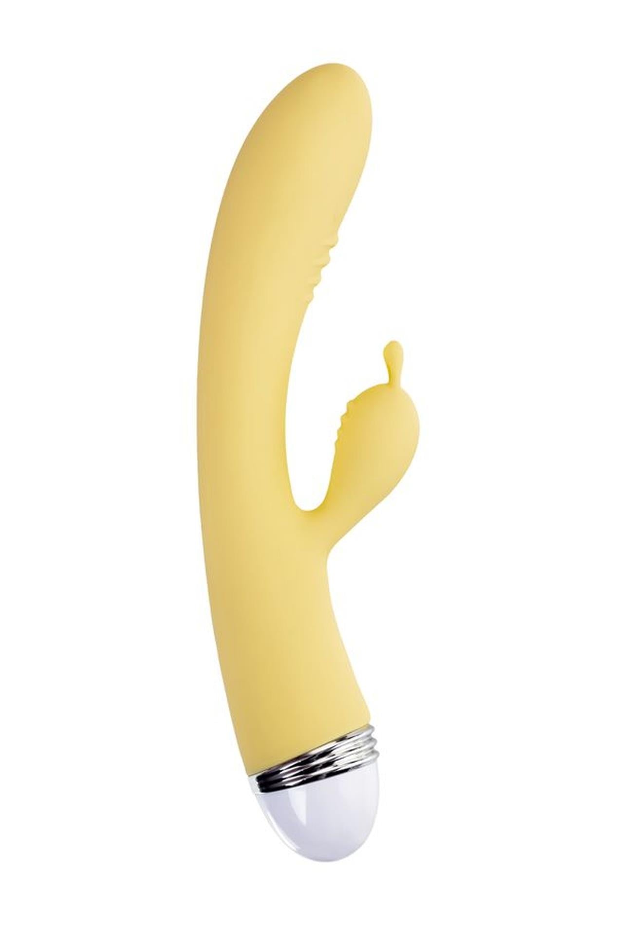 Vibrator iepure Flovetta Aster din silicon galben USB 22 cm