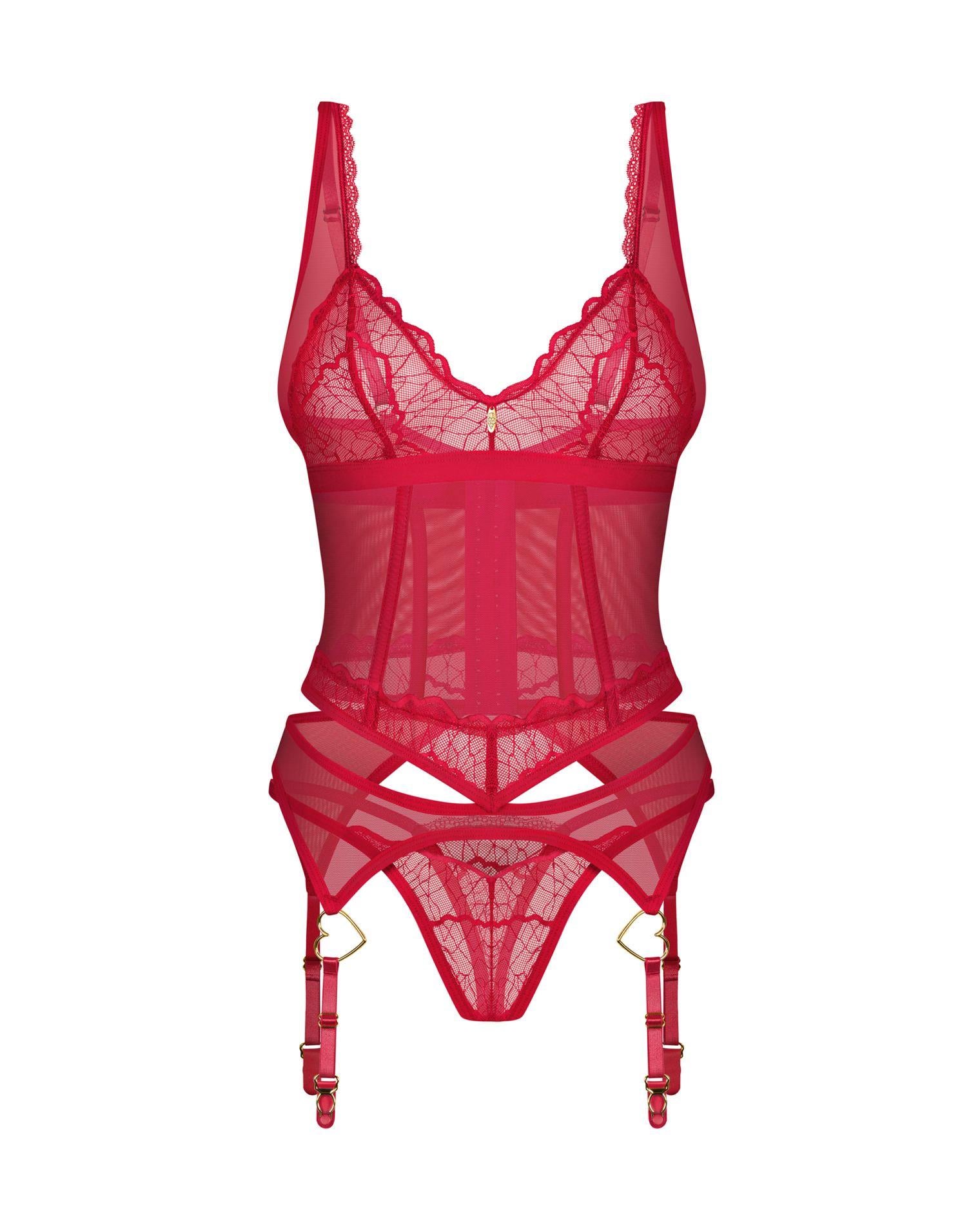 Set de dantelă Obsessive Cupide Desir roșu L/XL