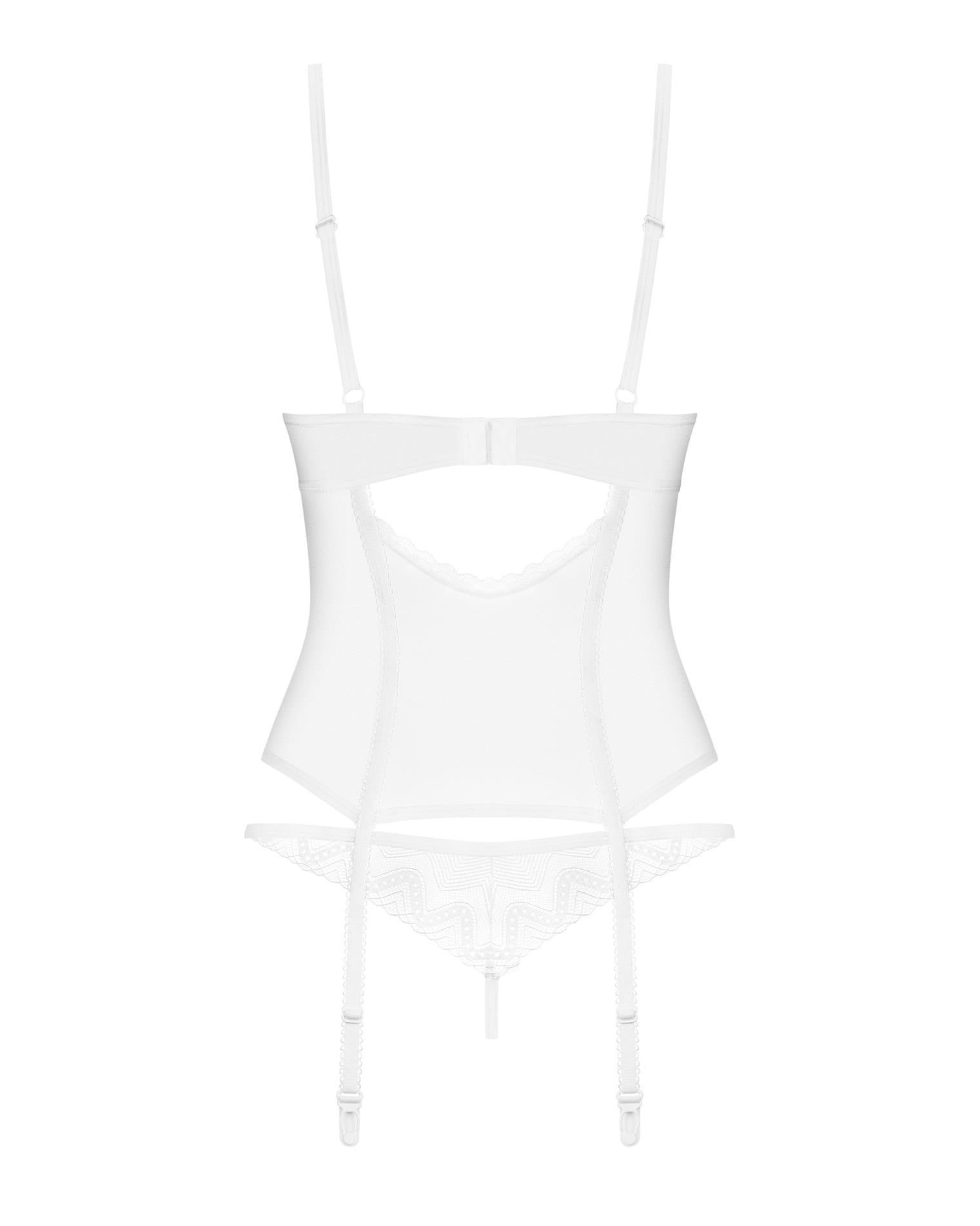 Corset și tanga Alissium Obsessive alb XS/S