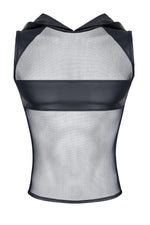Tricou cu glugă Regnes Fetish Planet pentru bărbați, tip plasă, negru, M