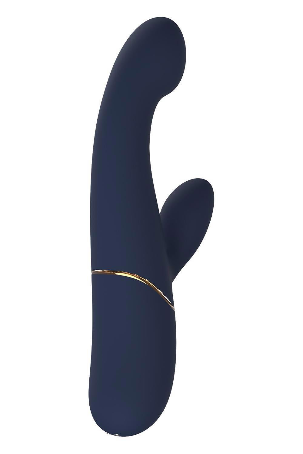 Vibrator Hestia Duo Bunny, albastru închis, silicon, USB, 21 cm, Dreamtoy