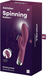 Vibrator rotativ Satisfyer Spinning Rabbit 1 cu USB, culoare roșie, tip iepuraș