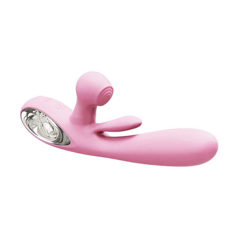 Vibrator Pink Bliss Bunny cu percuție din silicon, USB