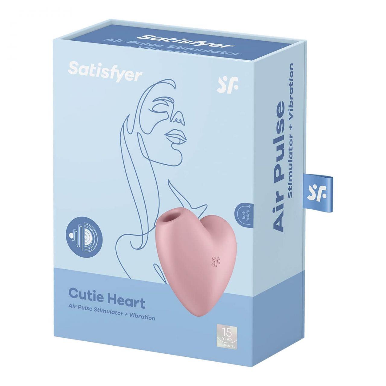 Stimulator Clitoridian Satisfyer Cutie Heart, Silicon Roșu Aprins, USB