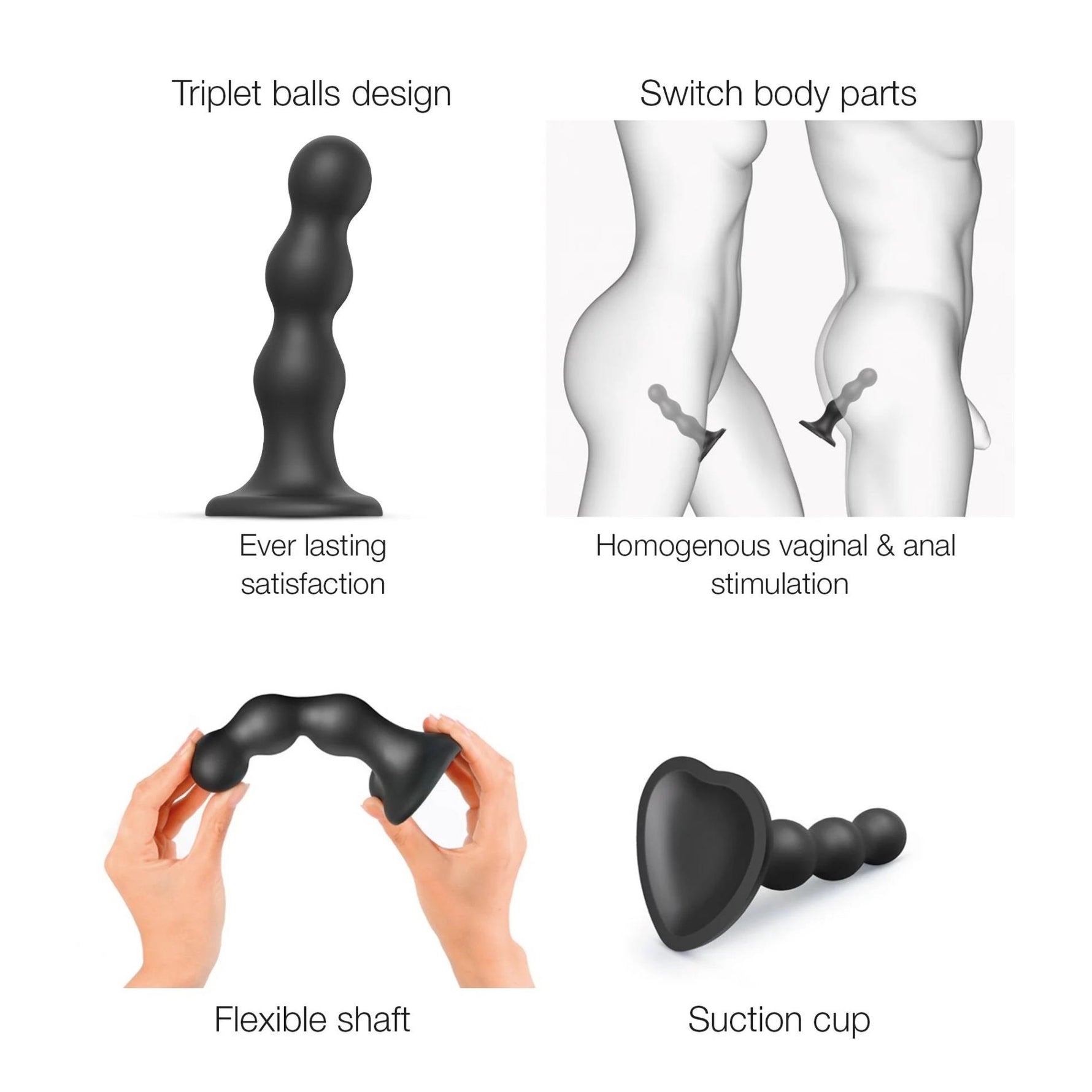 Plug cu dildo XXL negru cu coaie și strap on me
