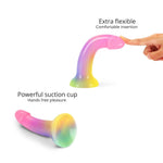 Dildo curbat din silicon Stargazer Love to Love 15 cm, multicolor