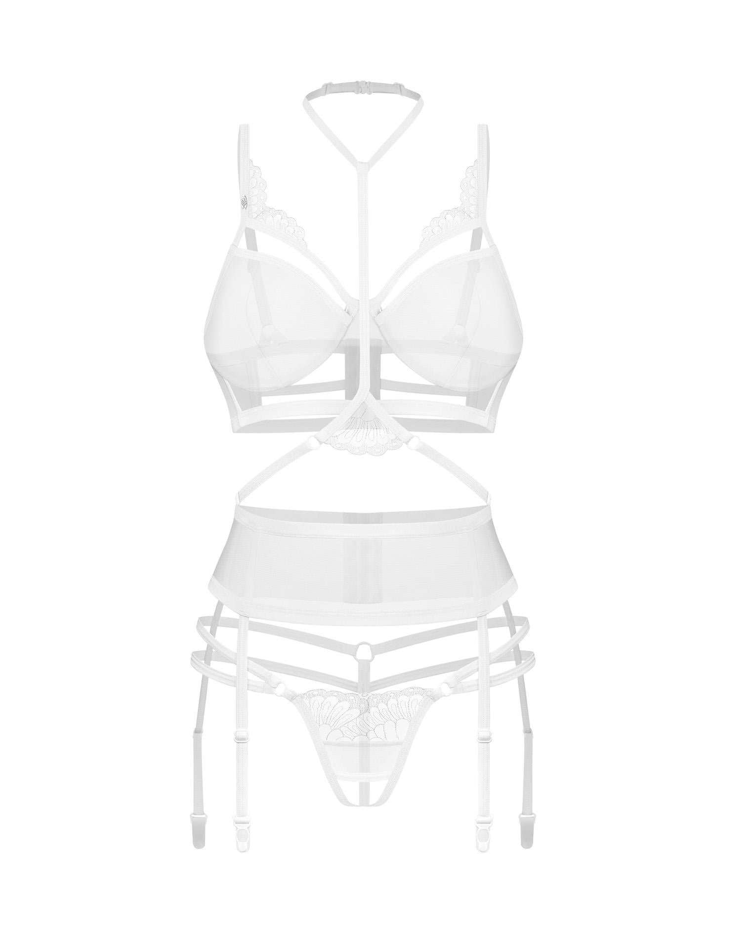 Set lenjerie intimă Premisis, cu decolteu deschis, alb, L/XL