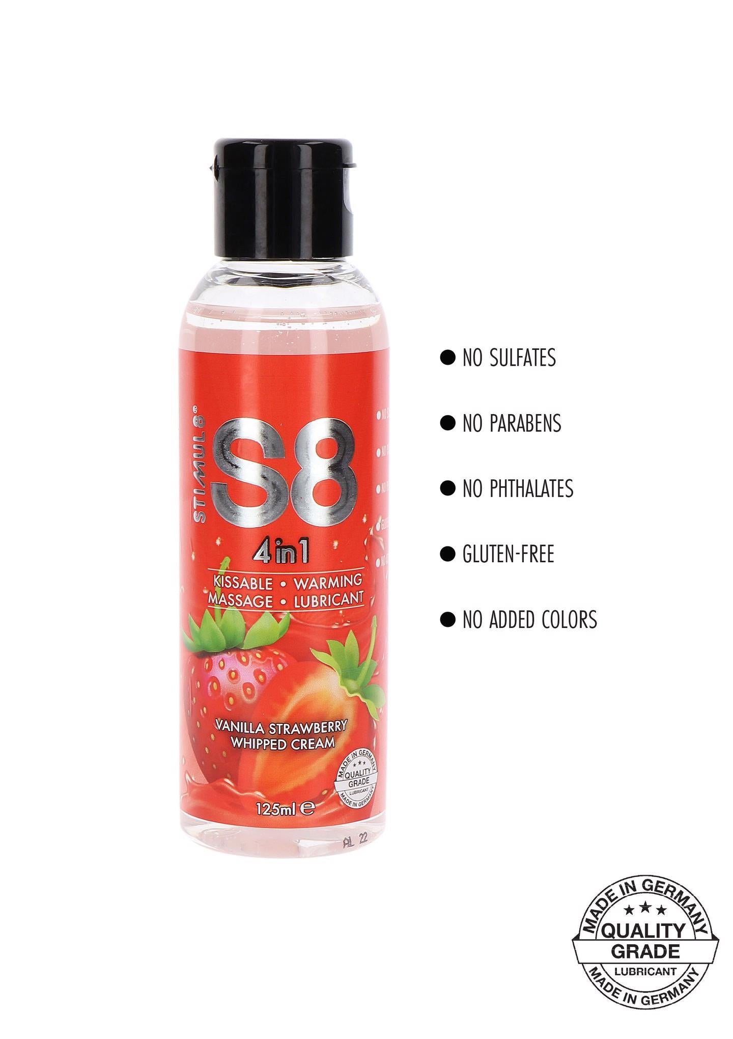 Lubrifiant pentru desert Stimul8 S8 4 în 1, căpșuni, 125 ml