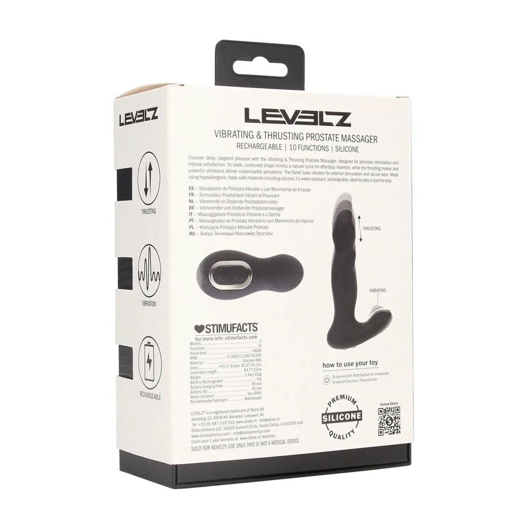 Levelz Aparat de masaj pentru prostată din silicon, vibrator pulsatoriu, negru, 14,7 cm