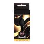 Plug anal din silicon MyLove Toys negru cu diamant, mediu, 8 cm