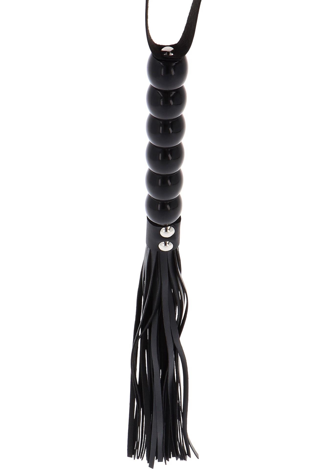 Bici cu mărgele PU negre 60 cm