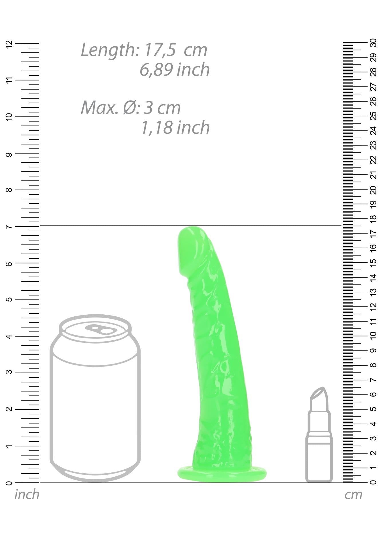 Dildo realist RealRock, fosforescent, cu ventuză, 15,5 cm