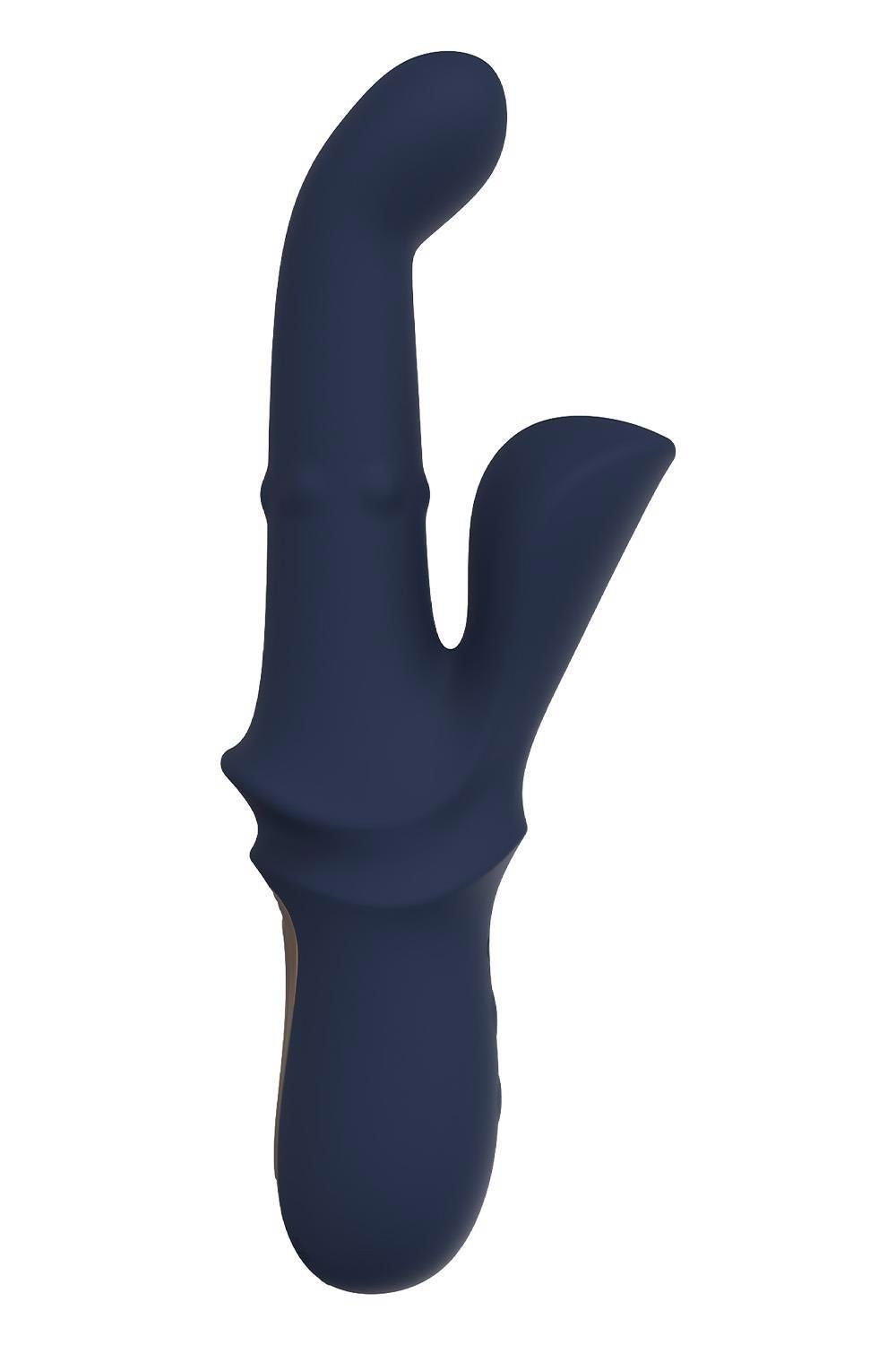 Vibrator Dreamtoys Iris Duo Bunny cu Teste, Albastru