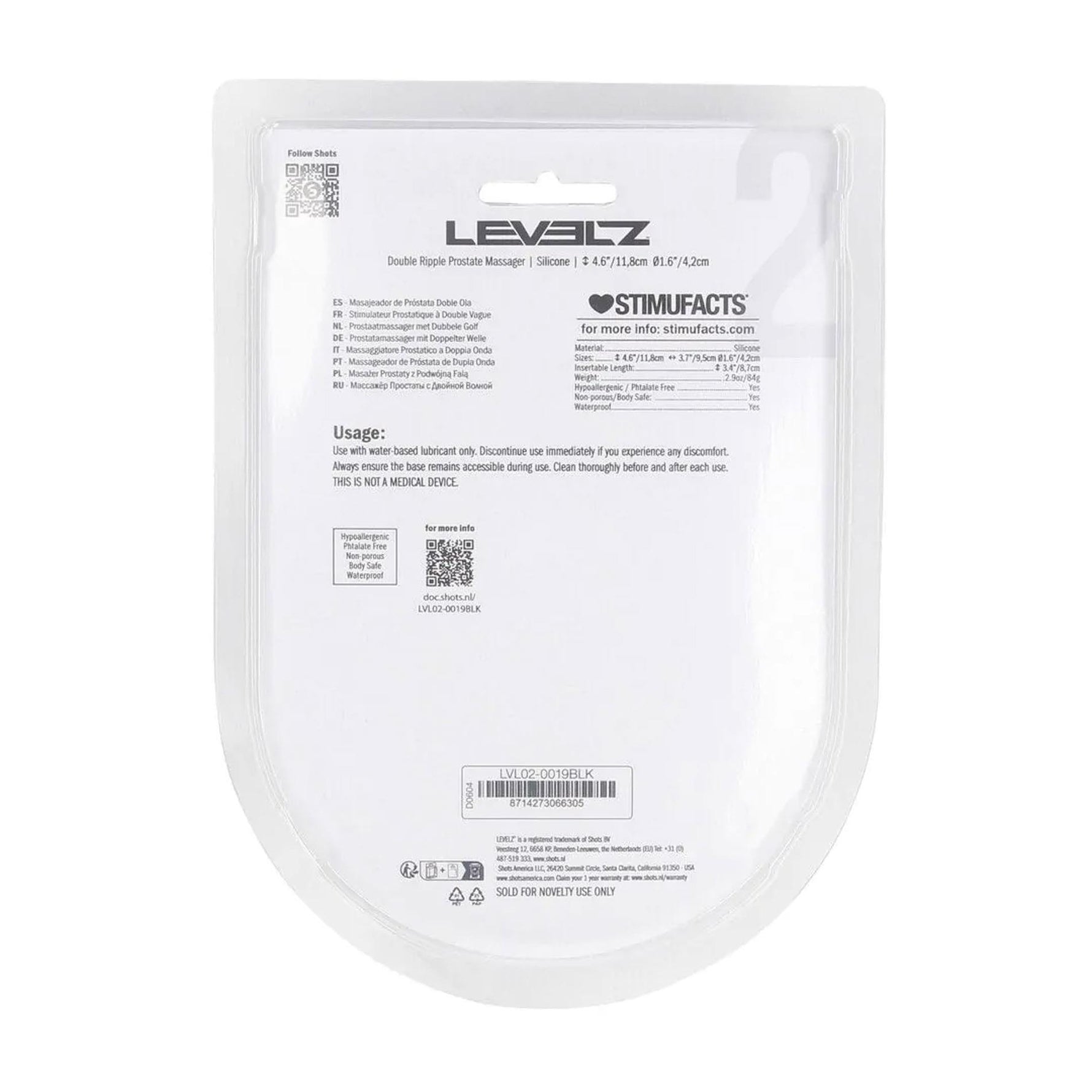 Stimulator de prostată Levelz Level 2 din silicon, negru