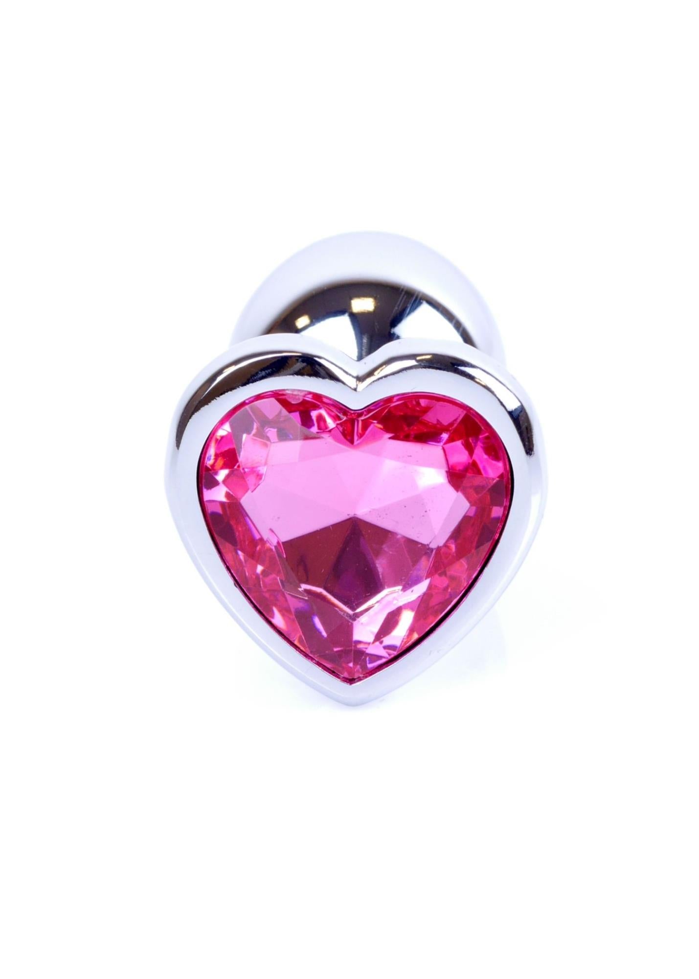 Plug anal argintiu cu inimă MyLove Toys roz 7 cm