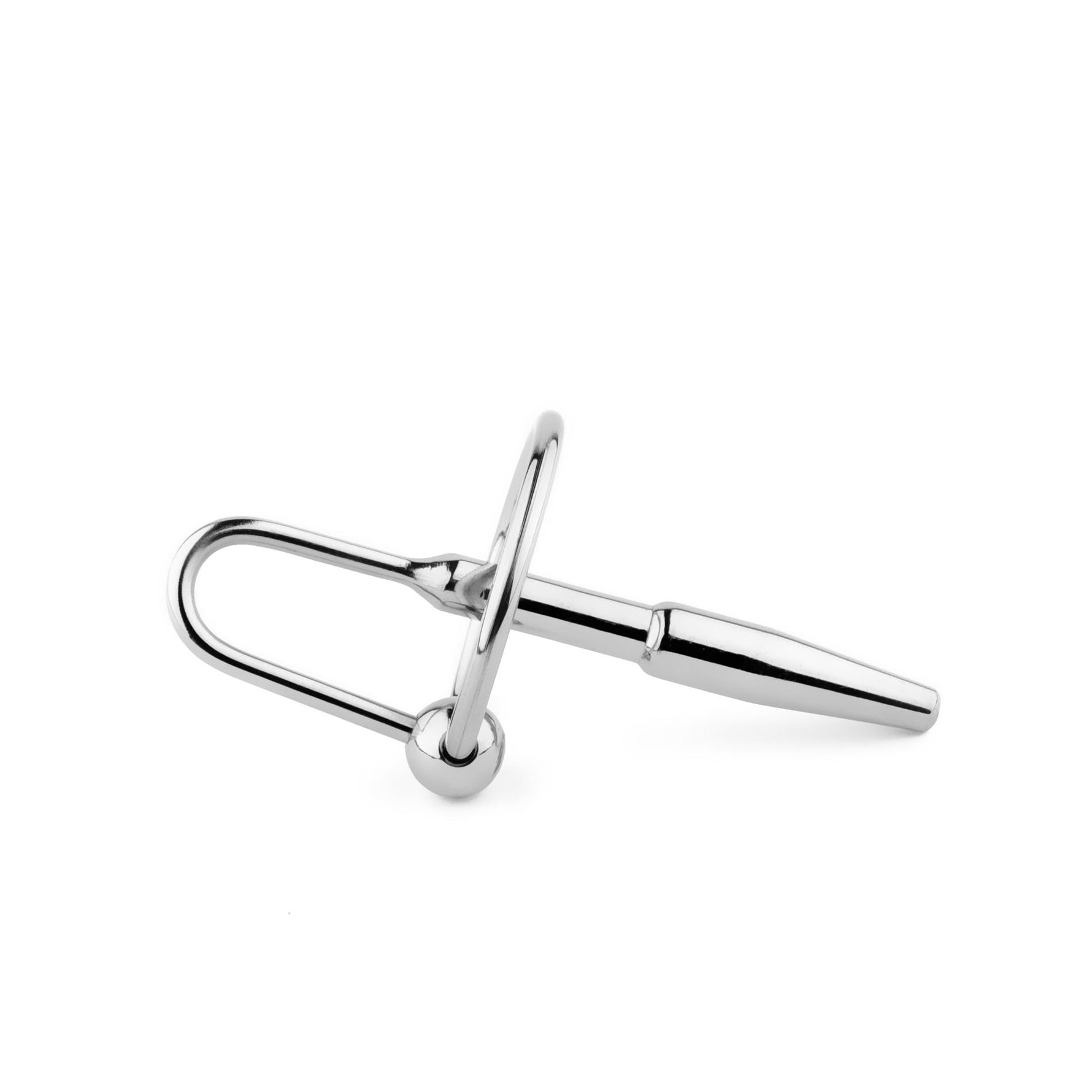 Dop uretral metalic HeavyFun cu inel, oțel inoxidabil, 8 cm