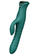 Vibrator încălzit ZALO Mose 2 verde, model iepuraș, 25,8 cm