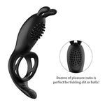 Inel vibrant pentru penis USB, drăguț, negru, din seria B, cu telecomandă, pentru iepurași