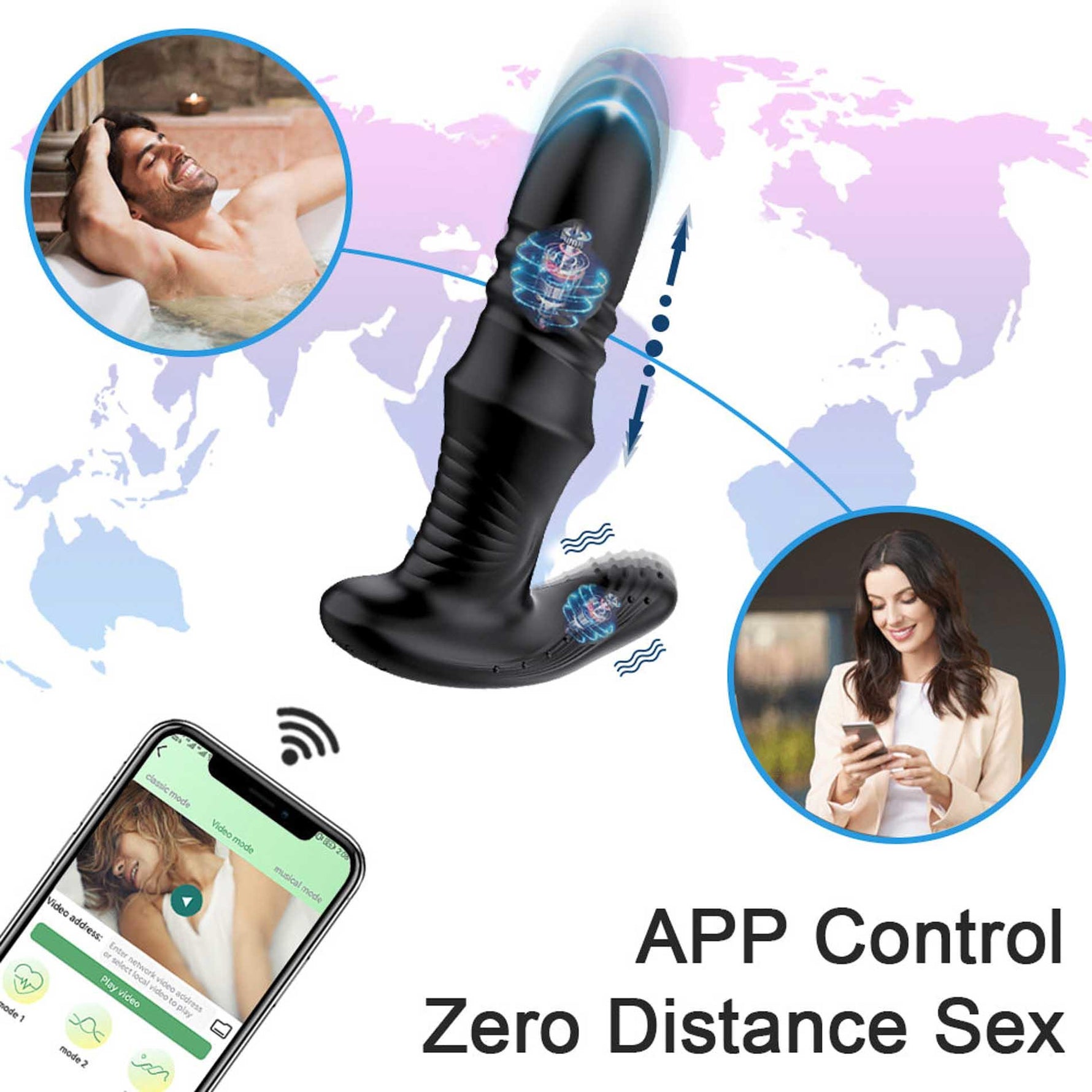 Lovesecret Premium, aparat de masaj pentru prostată USB controlat prin aplicație, 12 cm