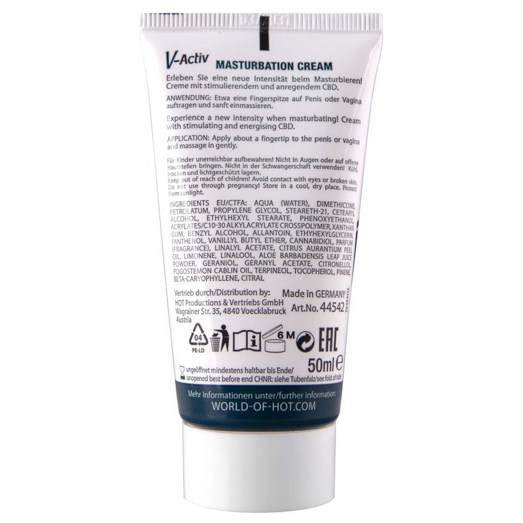 Cremă de masturbare caldă unisex Hot VActiv 50ml CBD