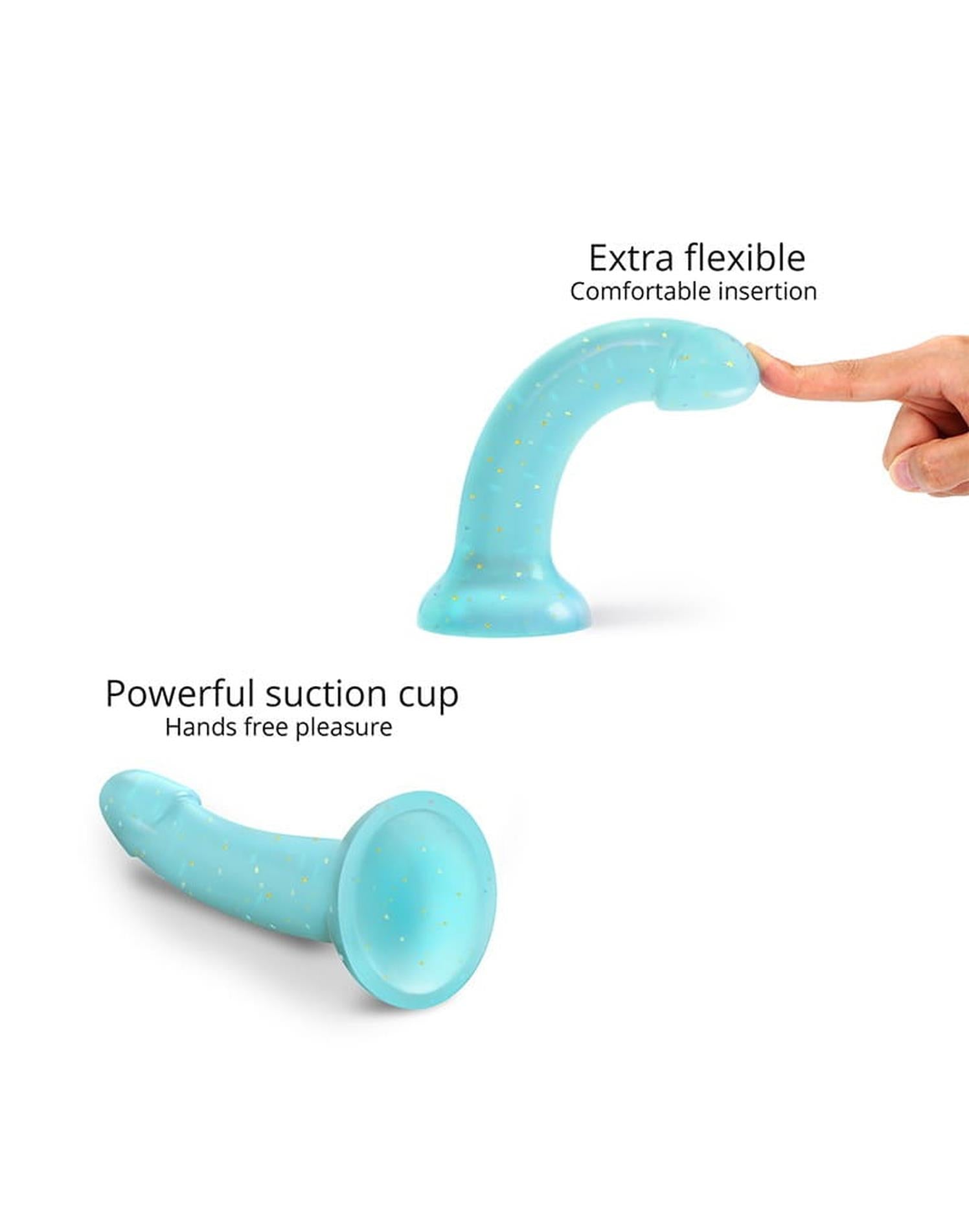 Dildo realist din silicon Nightfall Love to Love albastru 14 cm