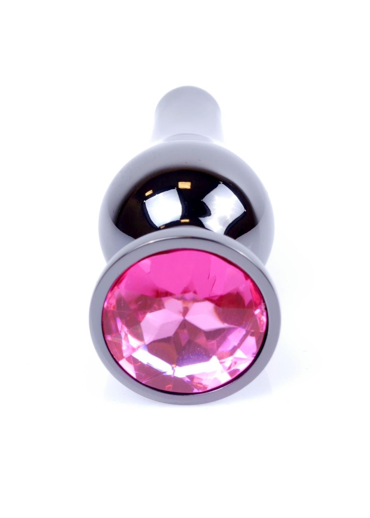 Bijuterii anale din oțel MyLove Toys de 9,5 cm cu diamant roz