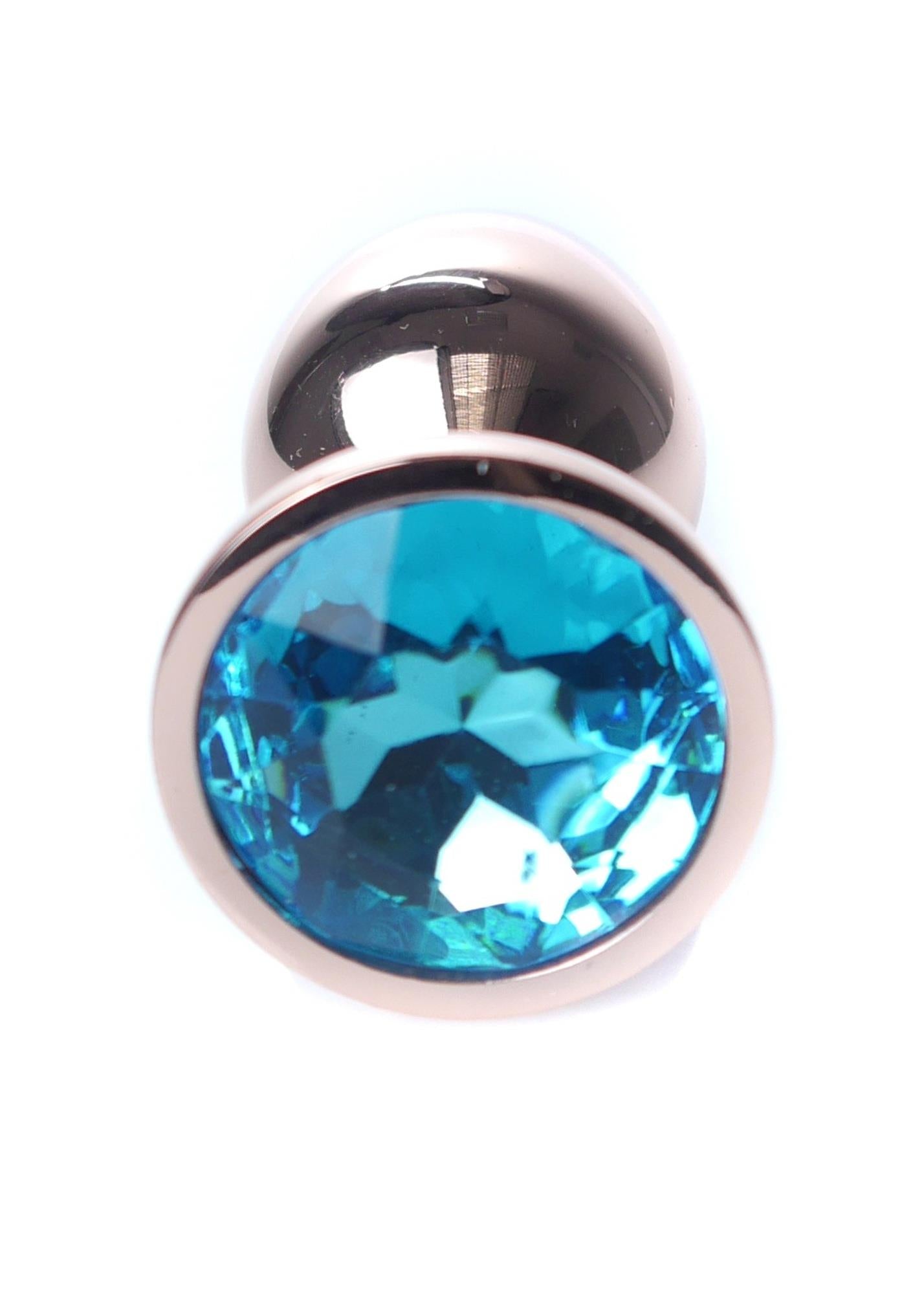 Bijuterii anale din oțel MyLove Toys cu diamant, albastru deschis, 7 cm