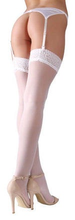 Ciorapi Cottelli LEGWEAR albi cu dantelă 20 den