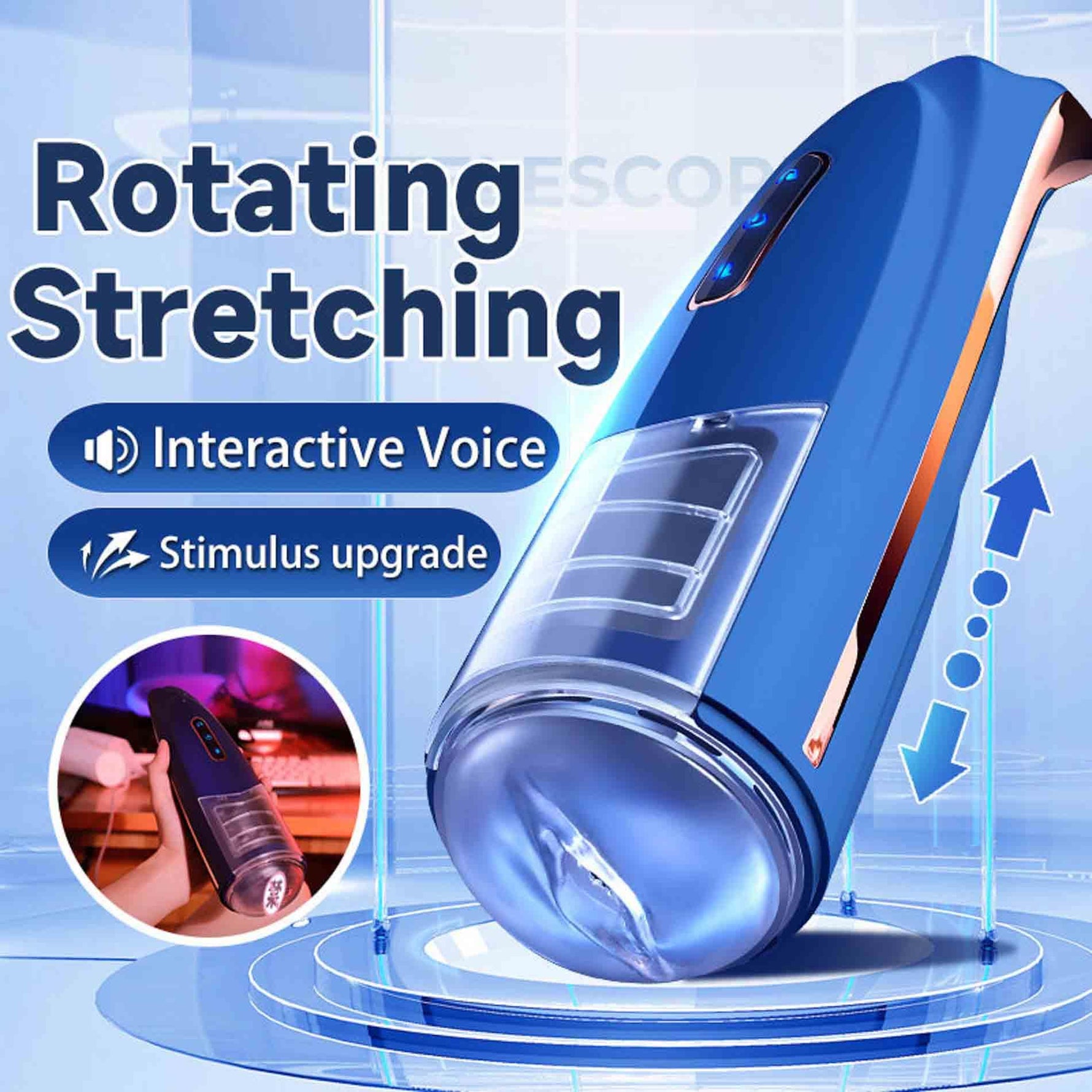 Masturbator masculin Lovesecret Premium Pro 2, 33 cm, rotativ, USB, impermeabil