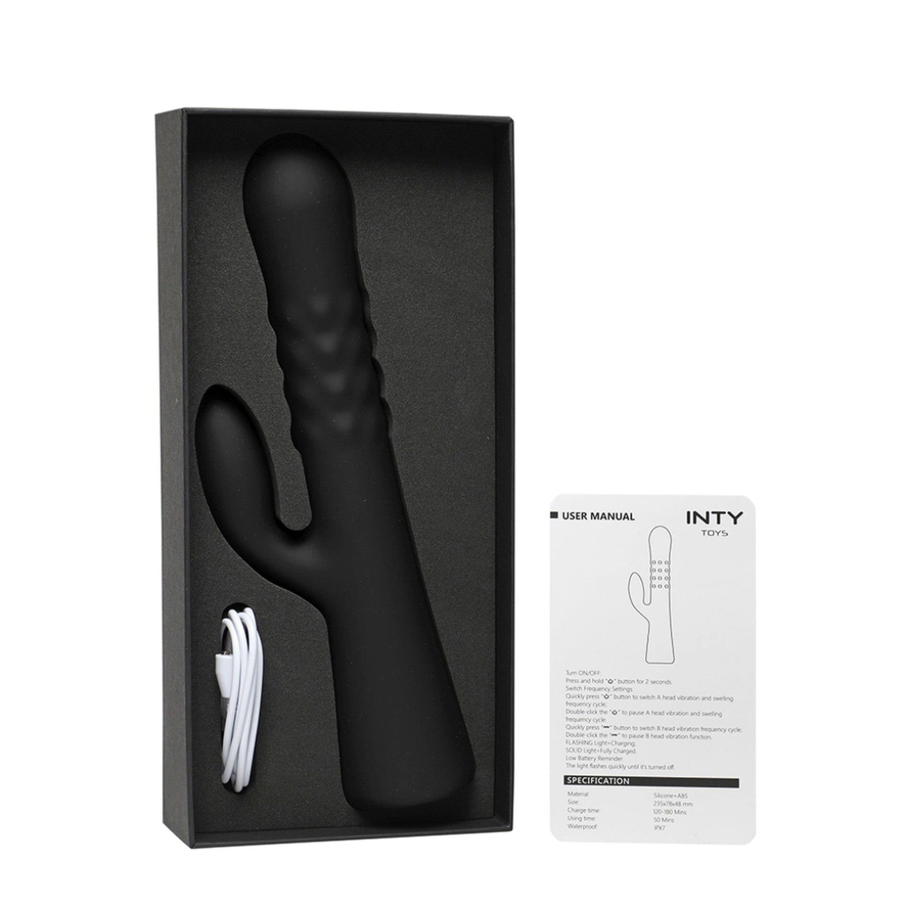 Vibrator USB cu aspect de iepuraș din silicon INTY Toys Wave