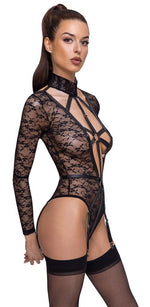 Body cu mânecă lungă și dantelă Cottelli LINGERIE S