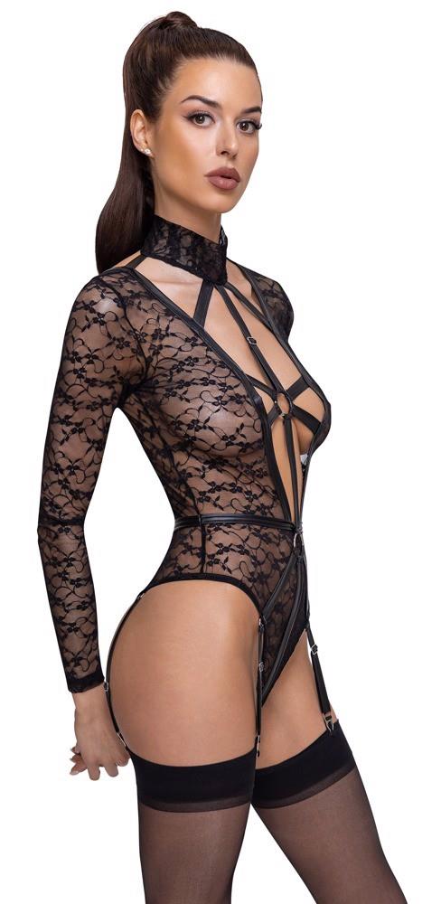 Body cu mânecă lungă și dantelă Cottelli LINGERIE S