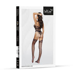 Body-ciorap SoftLine 2083 din plasă și dantelă, negru, mărime unică