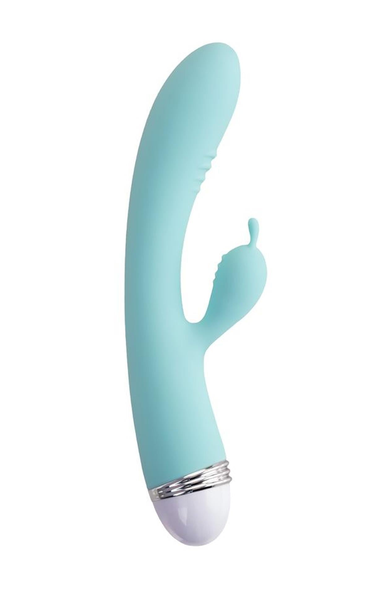 Vibrator iepure Flovetta Iris, silicon, mentă, USB, 22 cm