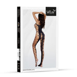 Bodystocking 2072 negru futurist cu decupaje SoftLine Mărime unică