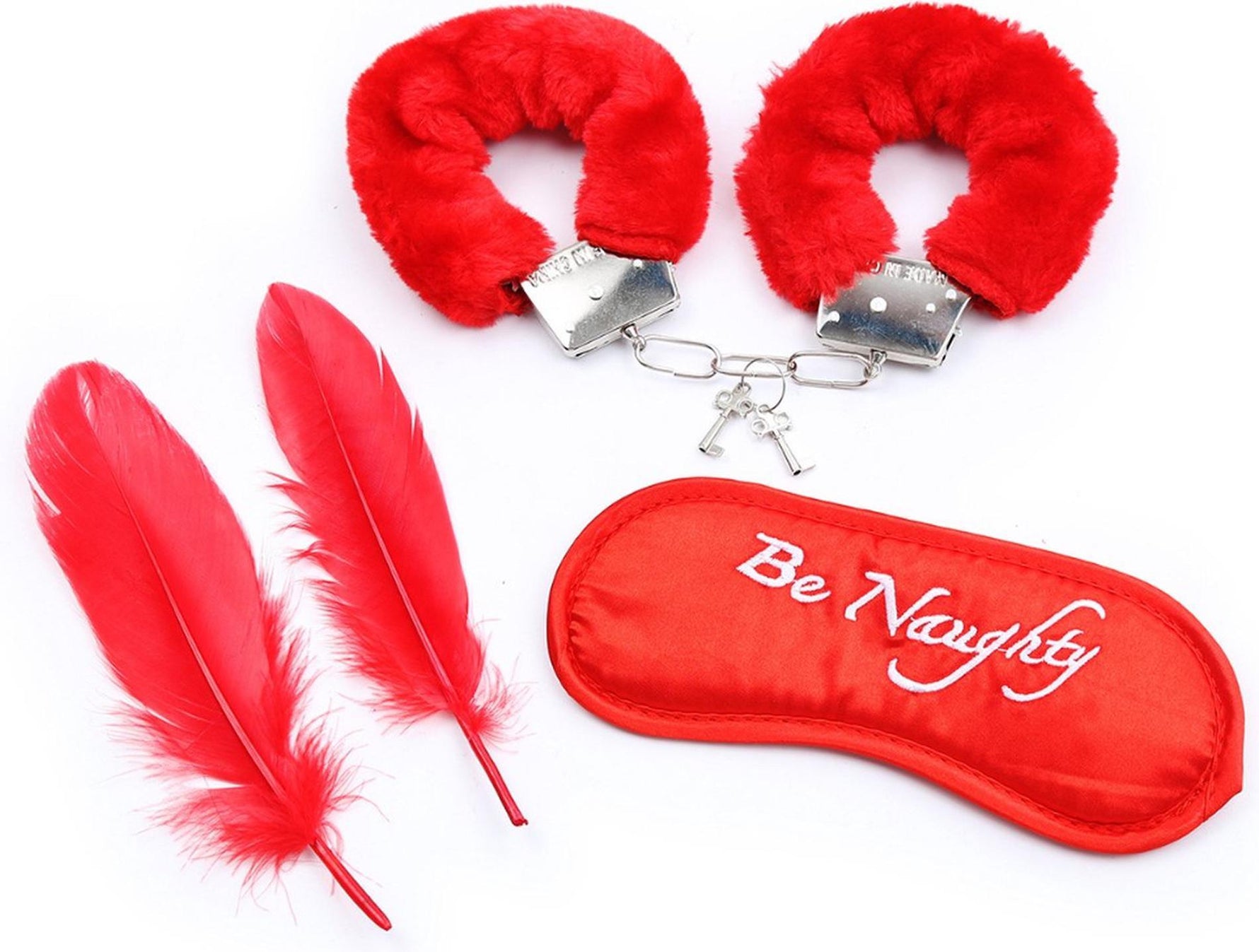 Set de bondage Fetish Fever roșu, 4 piese